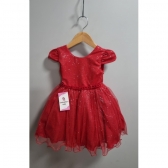 Vestido Infantil Vermelho Cinto de Pérolas Batizado Festas