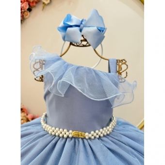 Vestido Infantil Longo Azul Formaturas Daminhas