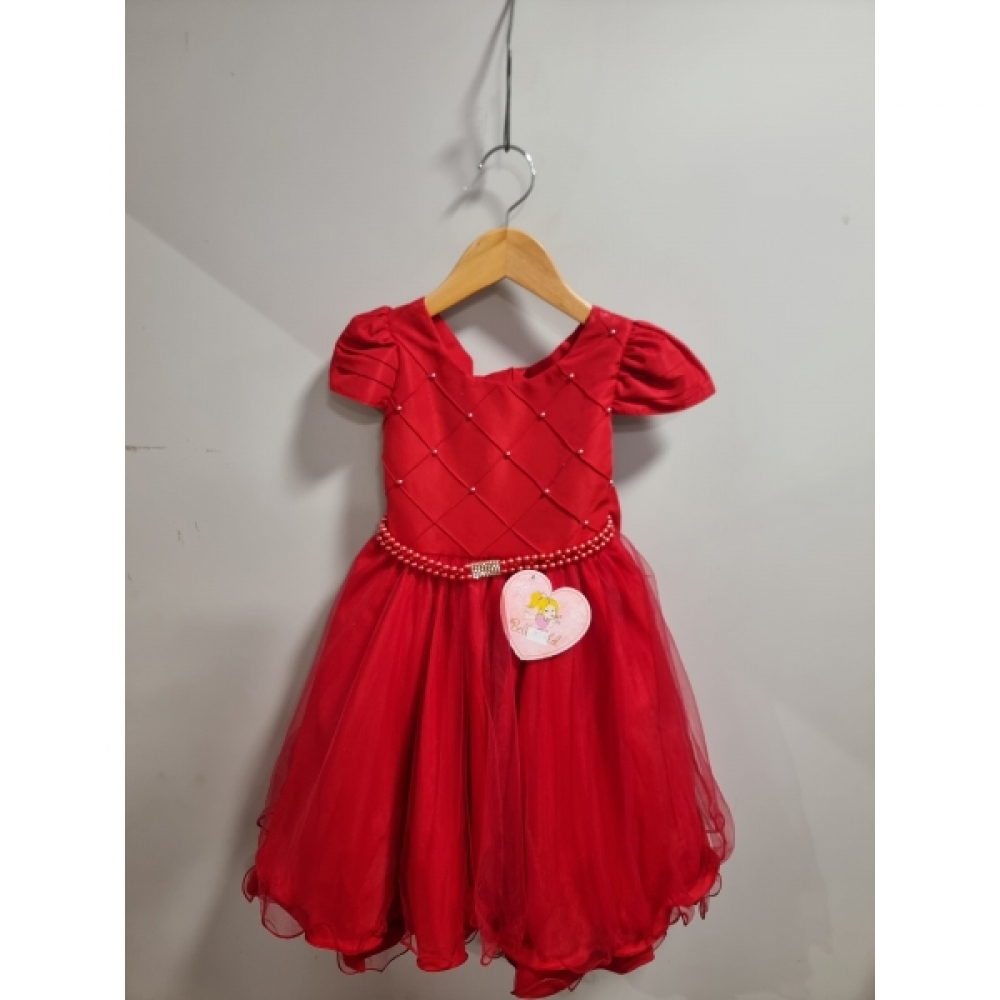 Vestido Infantil Vermelho Busto Com Nervura Damas Formatura